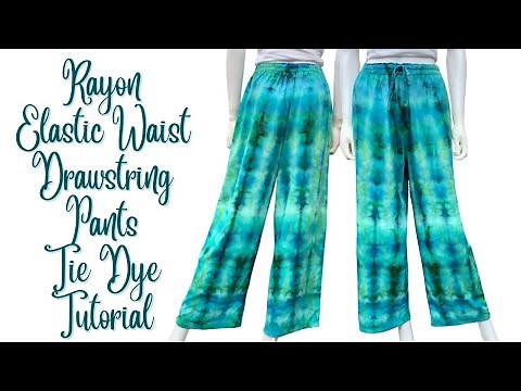 Tie-Dye Designs: Rayon Elastic Waist Drawstring Pants Ice Dye