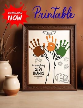 Thanksgiving Fall Thankful Tree Handprint Craft Printable Sunday School ACTIVITY