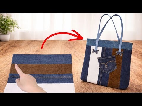 How To Upcycle Old Jeans To A Stylish Tote Bag In 30 Minutes | DIY Denim Bag | Upcycled Jeans