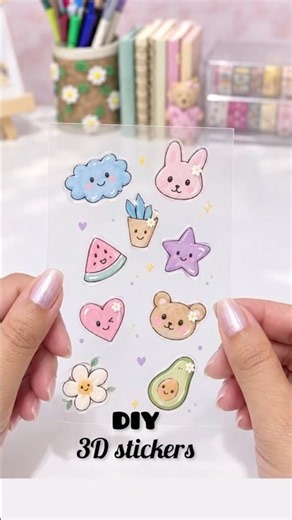 DIY 3D Stickers Using Hot Glue | Easy Hot Glue Sticker Making DIY #diy #diystickers #stickers
