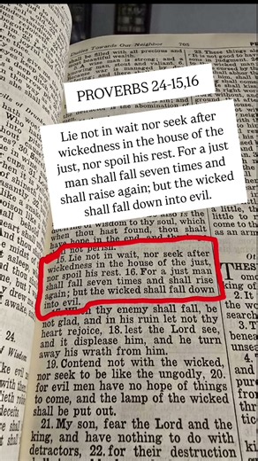 For a just man shall fall 7 times and shall raise again; but the wicked shall fall down into evil