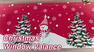 Window Curtain Rod Pocket Valances for Kitchen, Christmas Holly Tree Snowman Panel Curtains for Bedroom/Small Window/Living Room, Washable Window Treatment, 1 Drapery, Xmas Snow Red