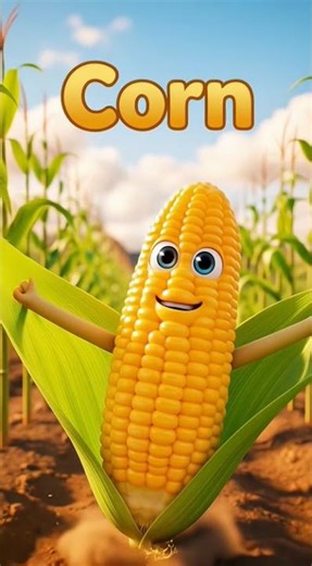 C is for Corn! 🌽 Let’s spell C-O-R-N and learn a tasty vegetable word! #colorfulletters #animation