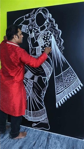 How to Draw an Indian Dancing Girl 🎨 | Easy Chalk Art #shorts #art #drawing