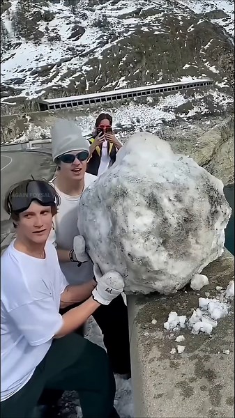 Giant Snowball Drop Gone Wrong 😱❄️ | Unexpected Moment #shorts