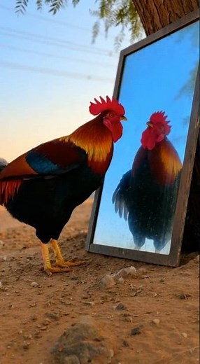 Rooster Fights Its Own Reflection in Mirror | Funny Wildlife Moment in 8K