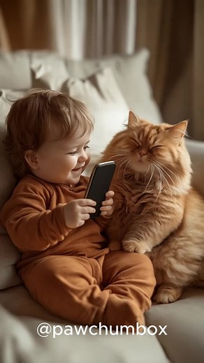 Cute Baby Laughing with Adorable Cat Moments