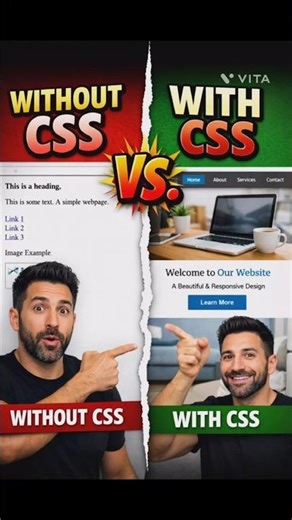 Website without CSS vs with CSS!! 😯#ai #shortsfeed #website #shorts #css