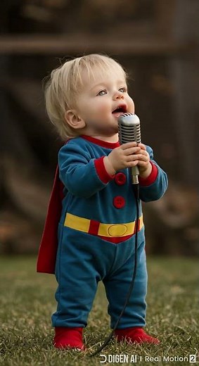 Super Baby Singing in Superman Costume 🎤🦸‍♂️✨