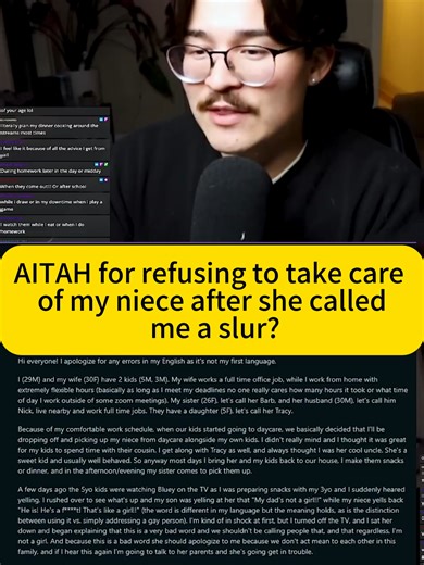 AITAH for refusing to take careof my niece after she calledme a slur?#fypツ #fyp #fypage #redditdeepdive #redditstories #redditreadings #reddit_tiktok #aita #AITA #PLT