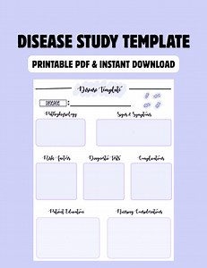 Disease Printable Study Template | Nursing, NCLEX Review | NP, Medical Students, Pa's | Print & Instant Digital Download - Etsy