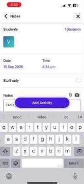 Skooly School Mobile app Daily activities