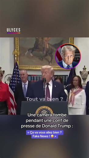 Caméra tombe durant la conférence de presse de Trump
