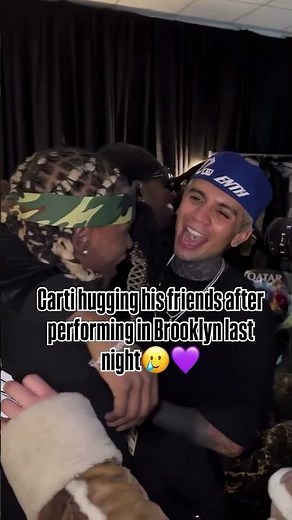 Playboi Carti hugging his friends after performing in Brooklyn last night 💜