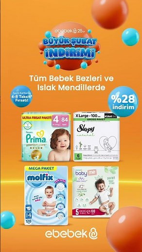 30-31 Ocak’ta tüm bebek bezleri ve ıslak mendillerde NET ( İNDİRİM sizi bekliyor 💛