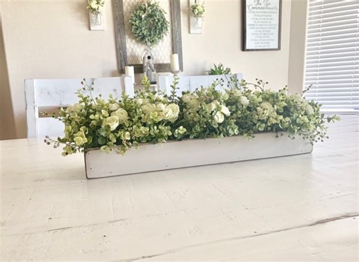 Farmhouse Dining Room Table Centerpiece | Long Table Spring Easter Flower Arrangement | Kitchen Counter Decor | Home Decor | Faux Florals - Etsy