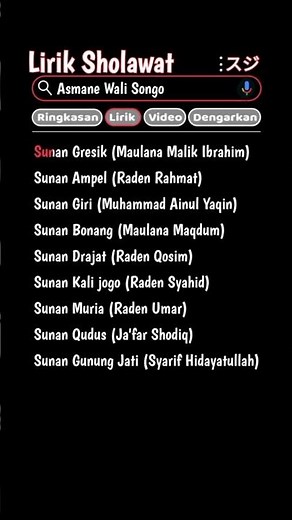 Lirik Sholawat Asmane Wali Songo #liriksholawat #sholawat #liriklagu