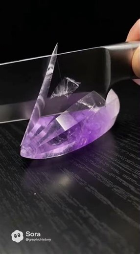 Cutting into raw amethyst #satisfying #ASMR
