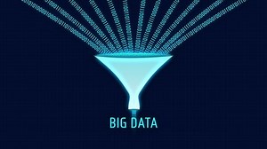 Futuristic Big Data Funnel with Binary Number Processing Visualization Animation