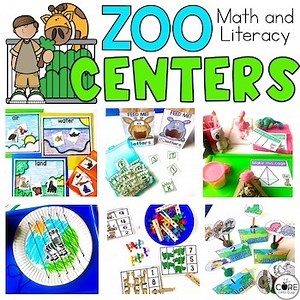 Zoo Math & Literacy Centers Preschool - PreK Zoo Animals Activities