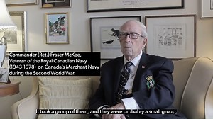 Despite playing a vital role in the Allied success in the Second World War, Merchant Navy sailors were not considered veterans by the federal government for decades after the war. In this clip, Commander (retired) Fraser McKee of the Royal Canadian Navy recalls how he and his fellow Navy comrades, who were considered veterans, disagreed with the government and supported the Merchant Navy’s appeal. In 1992, after a decades-long battle, former merchant mariners were finally granted official status