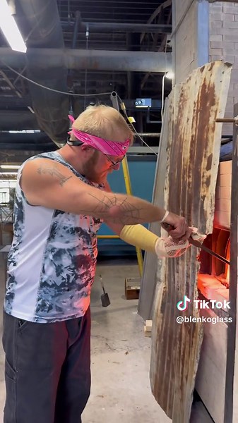 It’s HOT work making our adorable Turtle critters. #blenko #blenkoglass #glassblowing #glassart #glasstok #westvirginia #handmade #factoryworker #blenkofactory #turtle #fypp #turtletok #turtlelover #glassart