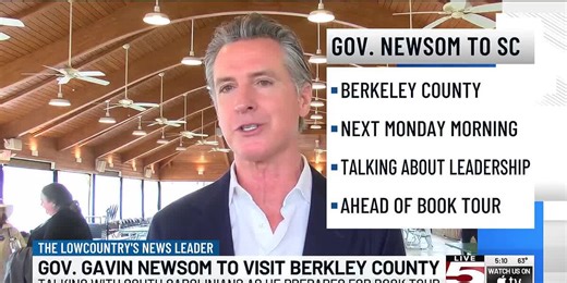 VIDEO: California governor to visit Lowcountry ahead of book tour stop