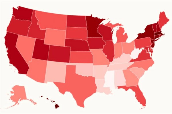 Map Shows States With the Highest and Lowest Life Expectancy