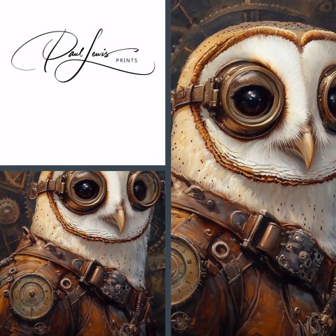 Steampunk Barn Owl Character Portrait - Vintage Fantasy Wall Art, Moody Owl in Brass, Steampunk Decor, Printable Fantasy Artwork 472 - Etsy