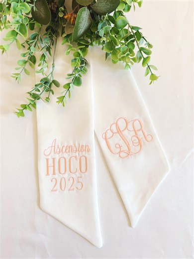 Embroidered Event/hoco/prom Bouquet Sash: Custom Satin, Linen, Grosgrain Ribbon - Etsy