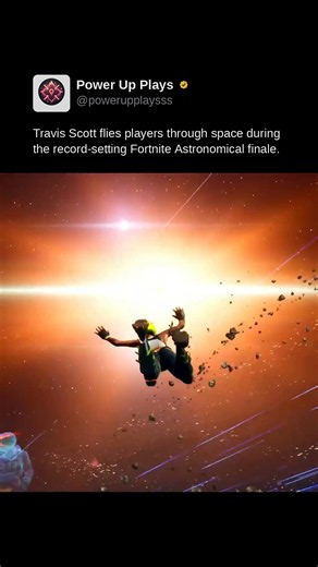 Travis Scott flies players through space during the record-setting Fortnite Astronomical finale.