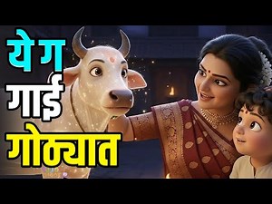 ये ग गाई गोठ्यात बाळाची वाटी मांजर चाटी | ye g gai gothyat | मराठी बालगीत - अंगाई गीत | Angayi geet