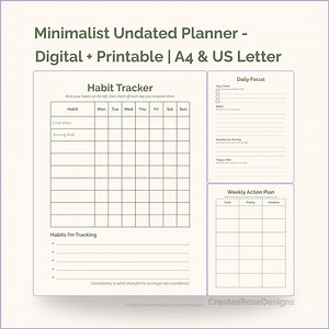 Minimalist Goal Getter Planner| 27-page Printable PDF| Undated Digital Planner| Goal Setting, Habit Tracker, Vision Board | Instant Download - Etsy Australia