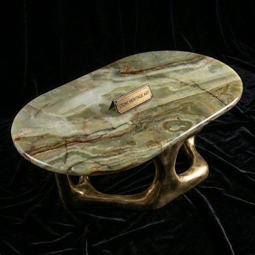 Green Onyx Table Top Oval • Custom Size Stone Slab • Jade Green & Brown Onyx • Coffee Table Replacement • Mid Century Stone Furniture - Etsy Canada
