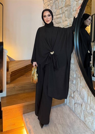 Luxury Cape Shirt & Pants Set | modest fashion