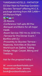 VARDAAN HOTELS - PATNITOP Next to Patnitop Gondola - Skyview Terrace...