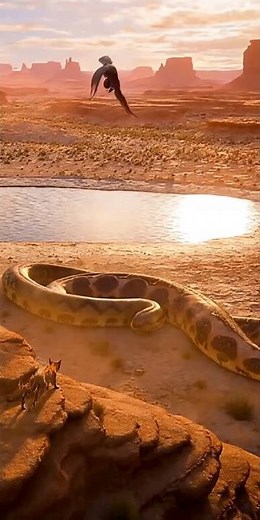 Giant Python vs Black Hawk vs Bangal Cat Fight in Desert #ancientrelics #ancienthistory #film