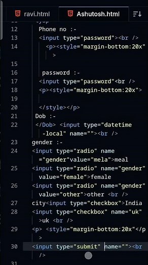 HTML Form Practice - Gender, DOB & Phone Input Fields #htmltutorial #beginners