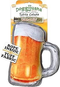 4 Pack Squeaky Plush Dog Chew Toy Assortment Food Bundle Puppy Meal Deal Hamburger, French Fries, Hot Dog, Beer, Cute Interactive Crinkle Toys for All Breeds and Sizes