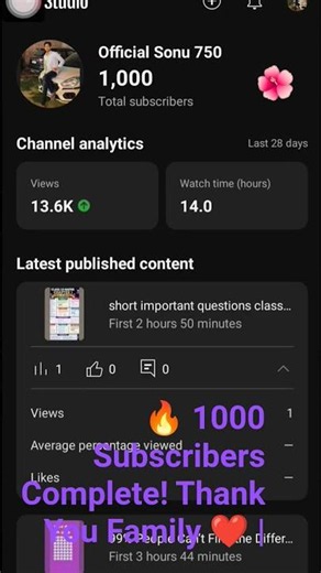 🔥 1000 Subscribers Complete! Thank You Family ❤️ | Official Sonu 750