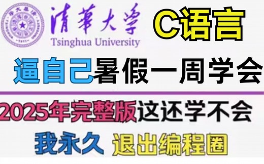 【清华大学】2025最新版C语言课程，教你速通C语言程序设计！C语言基础入门！全程通俗易懂！暑假逼自己一周学完，少走99%的弯路！