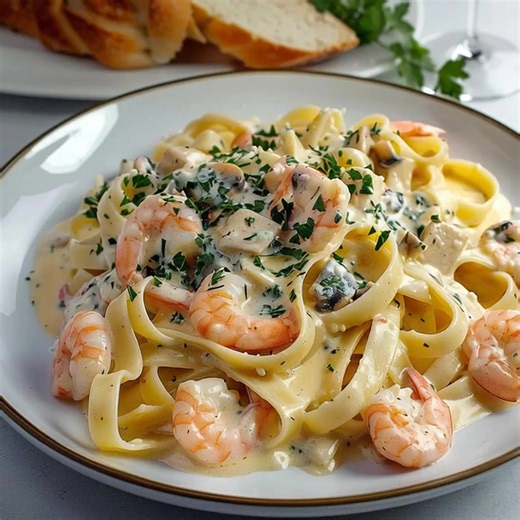 🍝🦐 Tagliatelles aux fruits de mer 🦐🍝 Ingrédients 400 g de tagliatelles 300 g de fruits de mer surgelés (moules, crevettes, calamars) 100 g de champignons de Paris (frais ou surgelés) 1 échalote hachée ...... Recettes complètes 👇👇👇 | Cuisine Avec Maria