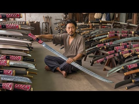 Incredible Process of Making Damascus SWORD with minimum Tools | Mass Production of Damascus Knife