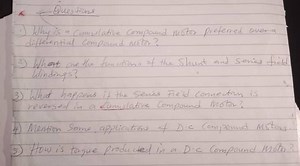 Why is a Cumulative Compound Motor preferred over a differentia... | Filo
