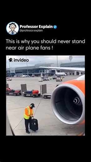 Professor Explain 🤯 | Standing near airplane engines is extremely dangerous due to the powerful, invisible forces they generate. Jet and turbofan engines draw in... | Instagram