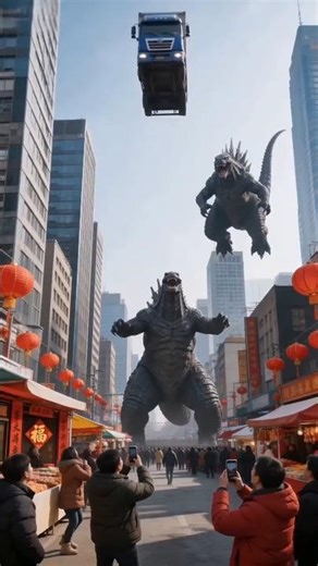 Godzilla Dianasour Enters in City What Happened Next #godzilla #aiviral