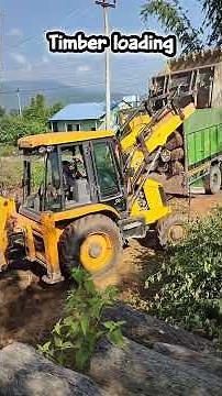 Timber Loading with JCB Excavator | Wood Handling Process in Action