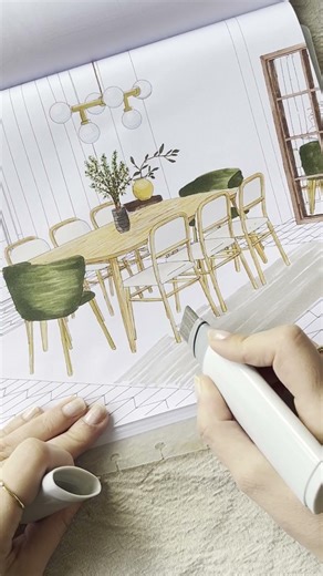 Coloring Process: Interior design pages