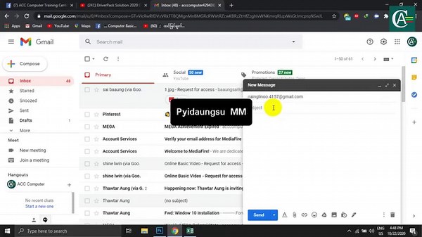 18K views · 2.5K reactions | Excel စာရင်းဇယားဖိုင်များအား Email ပို့နည်း ကွန်ပျူတာလေ့လာနေတဲ့တဲ့ မိတ်ဆွေများ အဆင်ပြေအကြပါစေ။ | ACC Computer Training Centre Ywadan | Facebook