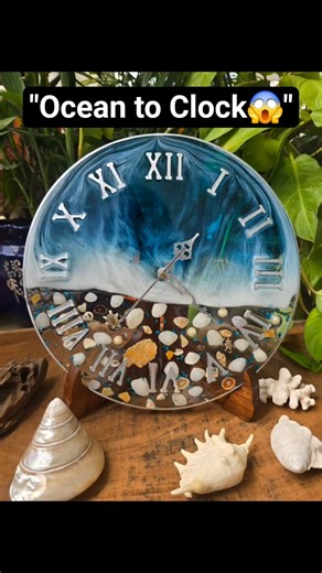 From Ocean to Art 🐚🌊| Making Resin Ocean Sea Shell Wall Clock 🐚 | Satisfying Art Shorts | Resin Art